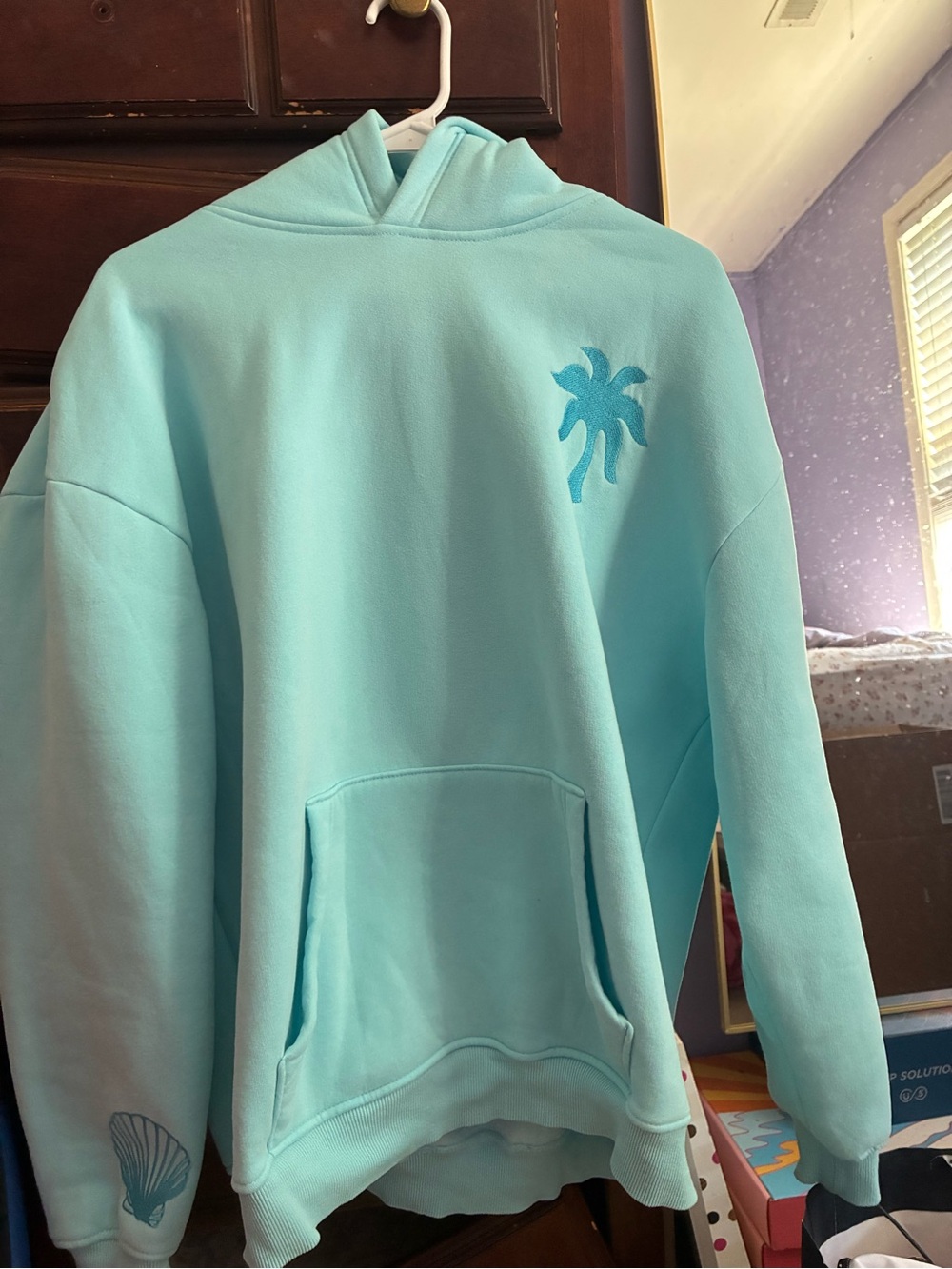 Pink palm puff hoodie!